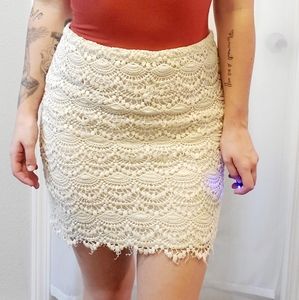 Valerie Bertinelli White Crochet Skirt